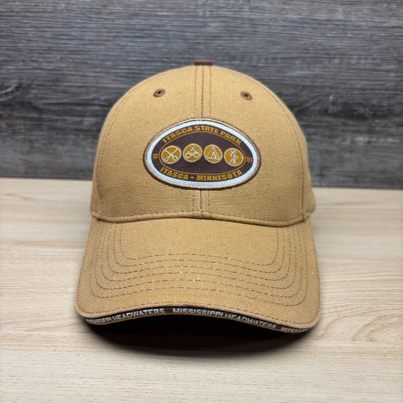 Itasca State Park Minnesota Hat Cap Strap Back Tan Mississippi Headwaters Hiking