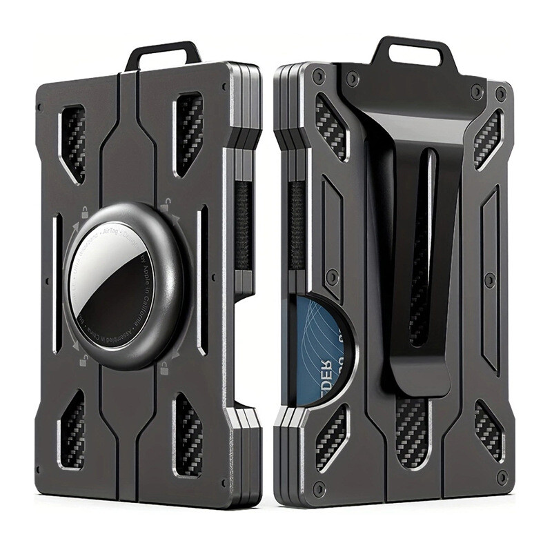 AirTag Wallet,Tactical Wallet with Money Clip,RFID Blocking Minimalist Wallet