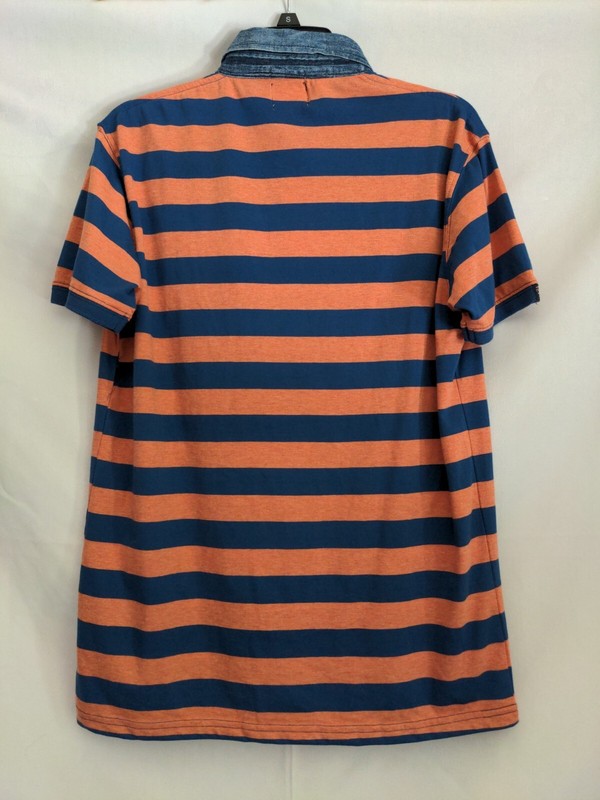 Denim & Co Superior Motive Limited Edition Product Orange Blue Stripe Polo Shirt gallery