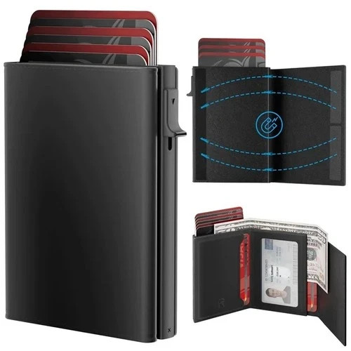 Mens Wallet Card Holder Slim Minimalist Wallet for Men Pop Up RFID Blocking gallery