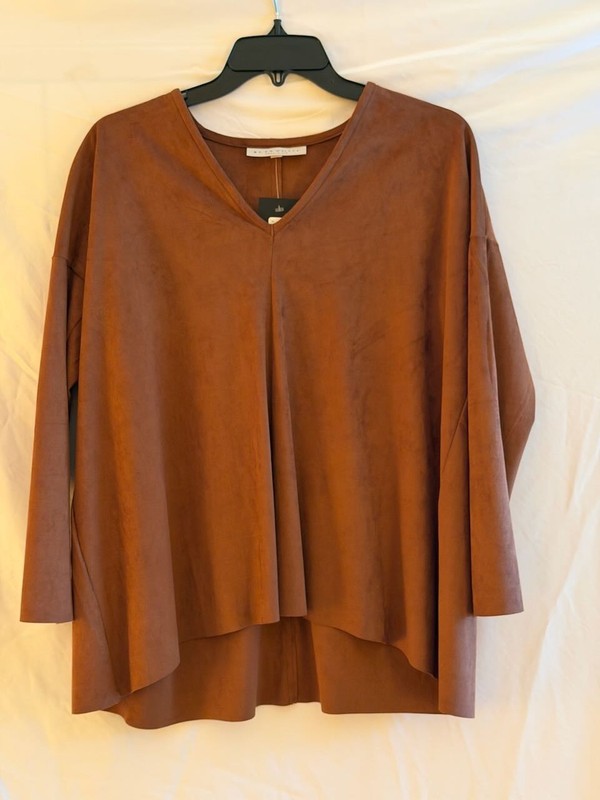 Bryn Walker NWT Faux Suede L/S Baxter Shirt Sequoia Tan — XXSMALL