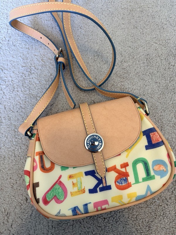 Dooney & Bourke Multicolor Logo Crossbody Bag, Zip/Snap, Detach Strap, Pockets