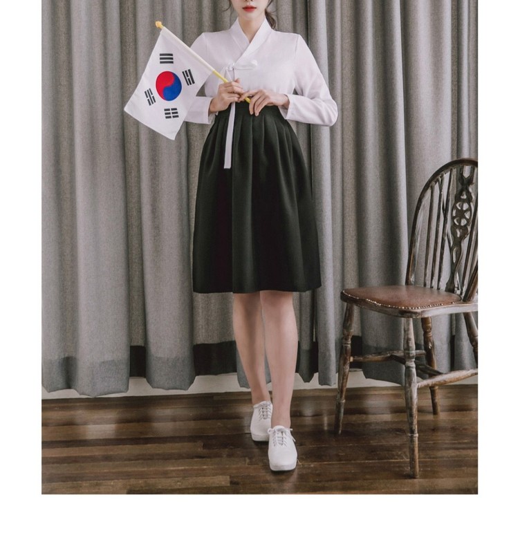 [CHUSHOP]Korean Modernized Traditional Costume Woman Hanbok Set,*White&Black* gallery