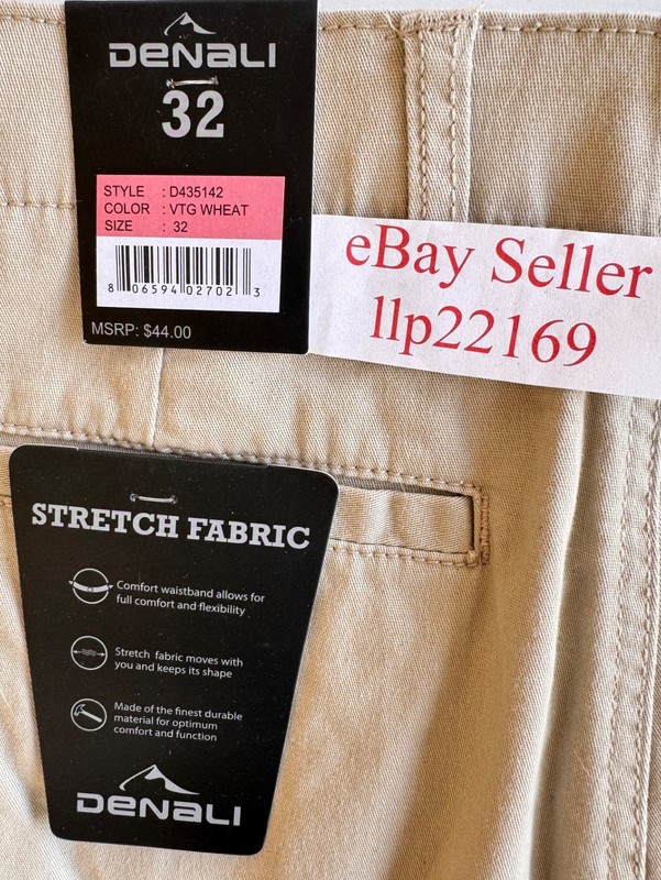 DENALI Men's Stretch Cargo Shorts (SIZE 32) Flex Waist VTG WHEAT New $44 Tag gallery
