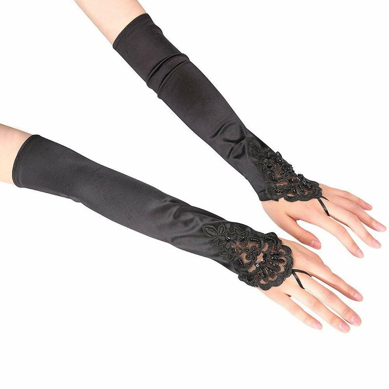 Fingerless Long Gloves Elbow Length Satin Gloves Opera Evening Party for Women gallery