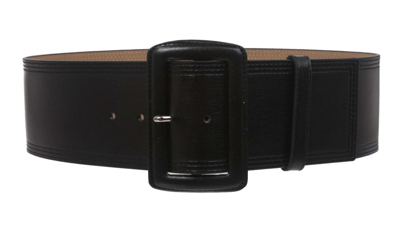 Women’s 3″ Wide High Waist Fashion Stitch Rectangular Leather Belt