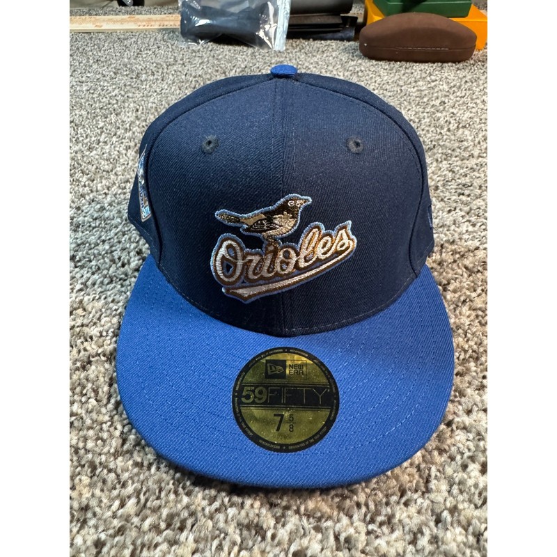 New Era Baltimore Orioles Fitted Hat Navy Blue 7 5/8 Cooperstown Patch