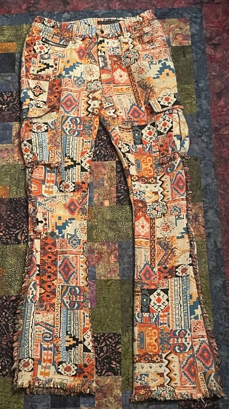 Rockstar Original Joliet Aztec Tapestry Slim Flare Cargo Pants
