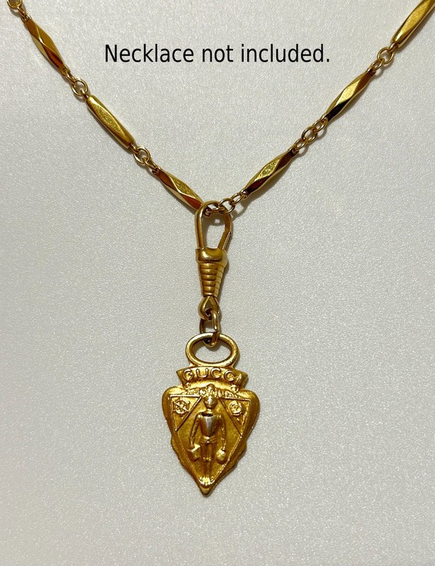 Gucci Vintage Gold Tone Knight Shield Key Chain Bag Charm Zipper Pull Pendant #2 gallery