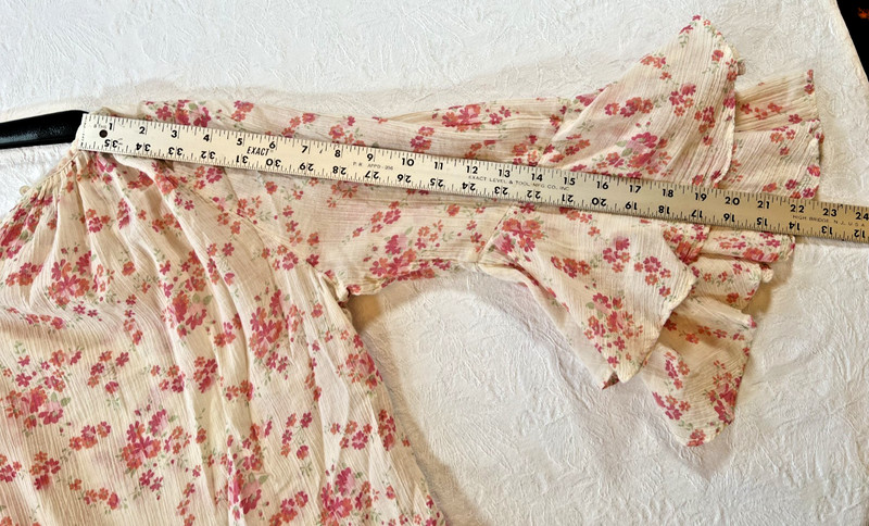 Chaps Floral Peasant Top Bell Double Ruffle Sleeves Size 1X Cotton Boho 004 gallery