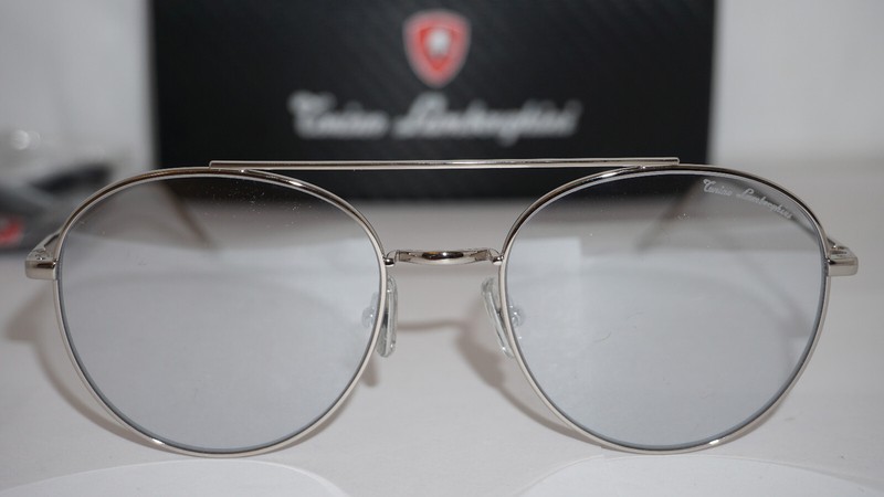 Tonino Lamborghini New Sunglasses Round Aviator Silver Blue TL900S02 52 18 146