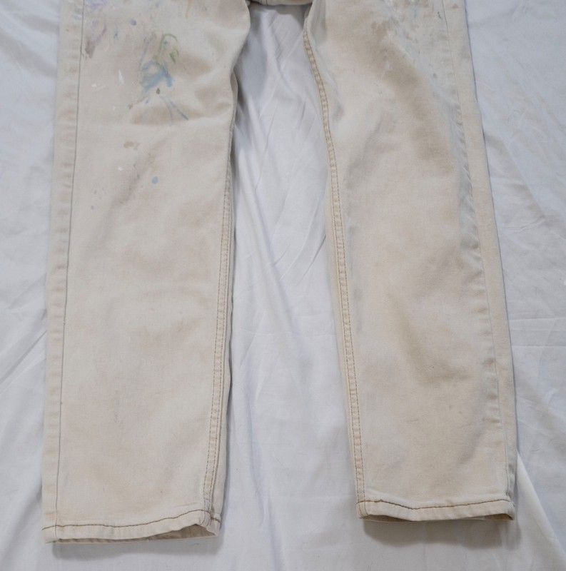 Artist-Worn Levi's 505 Paint Splattered Jeans - Authentic Studio Wear Light Tan gallery