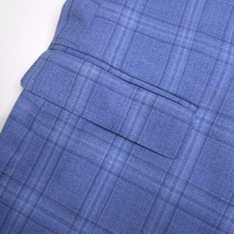 Bloomingdales Wool Sport Coat Mens Size 48R Light Blue Plaid Blazer Jacket gallery