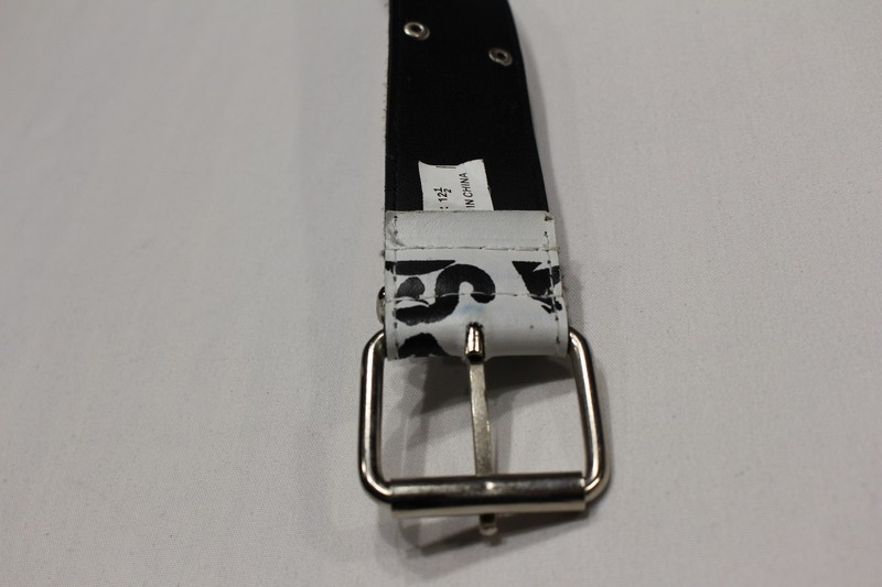WHITE - GRAFITTI STYLE - EMBELLISHED - SIZE 12 1/2 - 1 1/2 INCH BELT! gallery