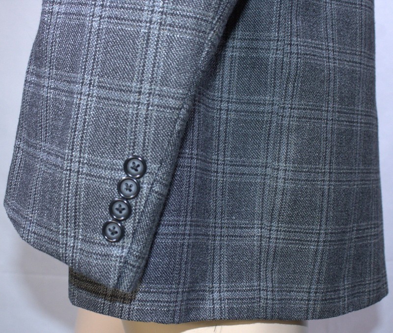 Hickey Freeman Blazer Mens 48R Charcoal Plaid Silk Worsted Wool 2 Button 1 Vent gallery