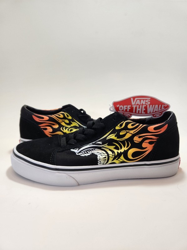Vans Classic Ferocious Flame Racing Sneakers Size US Junior 6 New