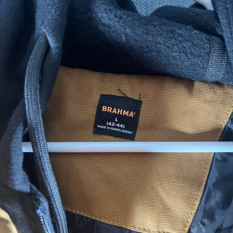 Brahma Mens Canvas Shacket Size L Brown Hooded Quilted Interior Outdoor Pockets gallery