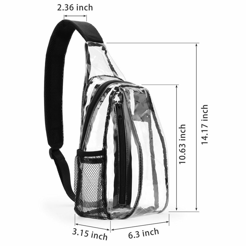 Clear PVC Sling Bag Transparent Stadium Shoulder Crossbody Backpack Adjustable gallery