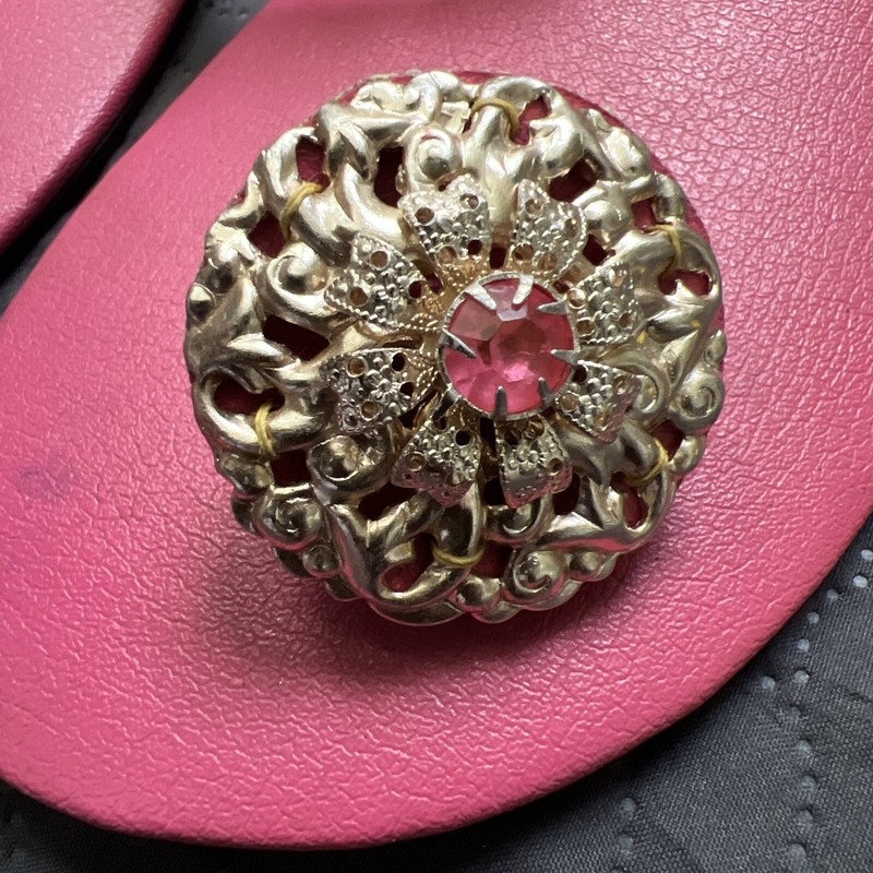Exclusive Ethnic Fuchsia Handcrafted Bejeweled Sandals SZ 9 Made in Pakistan gallery