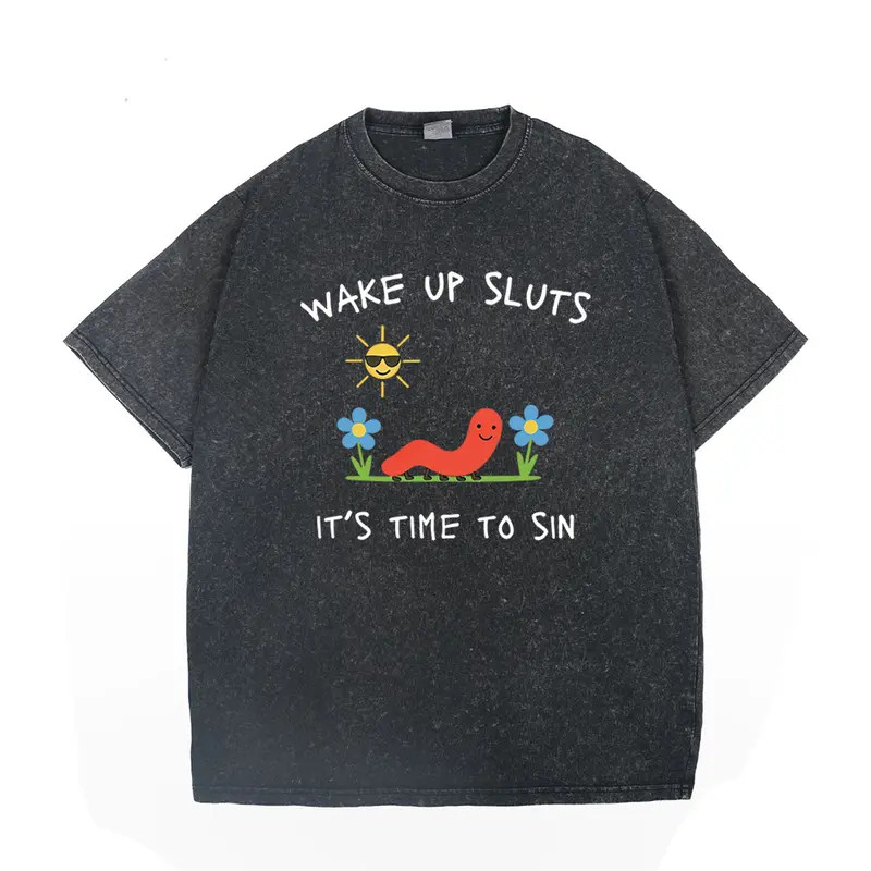 Wake Up Slts T-Shirt Washed Funny Animal Meme Sarcastic Graphic Tee
