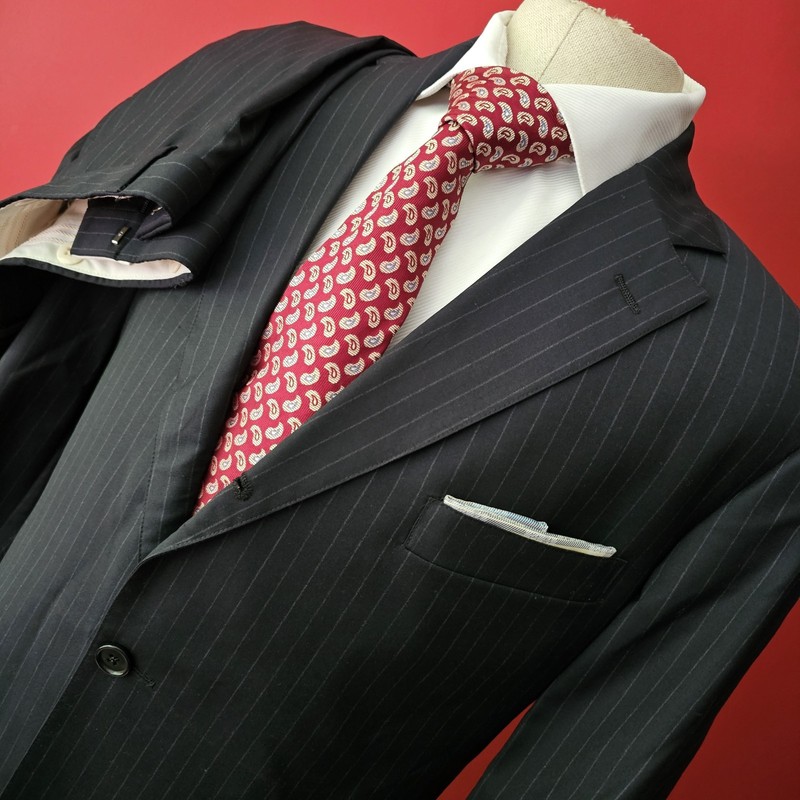 J PRESS PRESSTIGE PINSTRIPE 2-PIECE SUIT – Rolled Lapel Hook Vent – Union Made