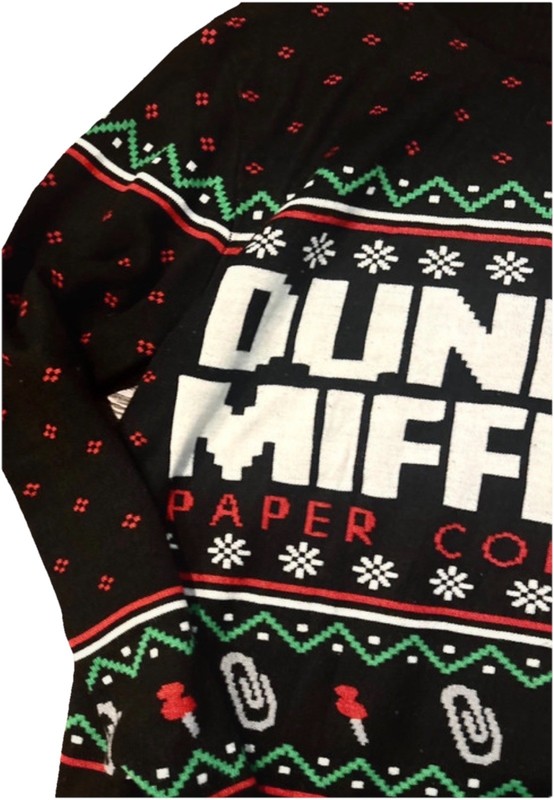 Dunder Mifflin Logo Christmas Fair Isle Knit Crewneck Pullover Sweater XL gallery