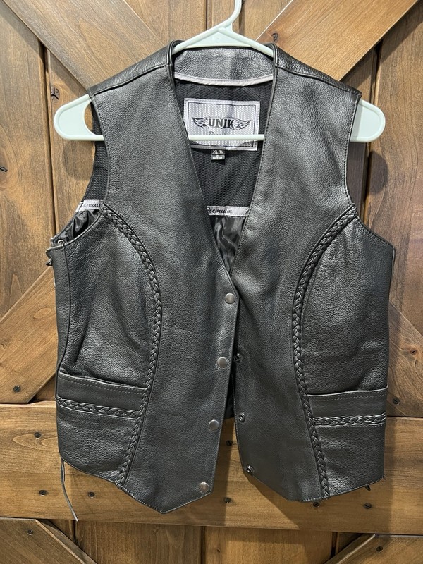 Vintage Unik Leather Apparel Black Classic Western Biker Vest Men’s XL