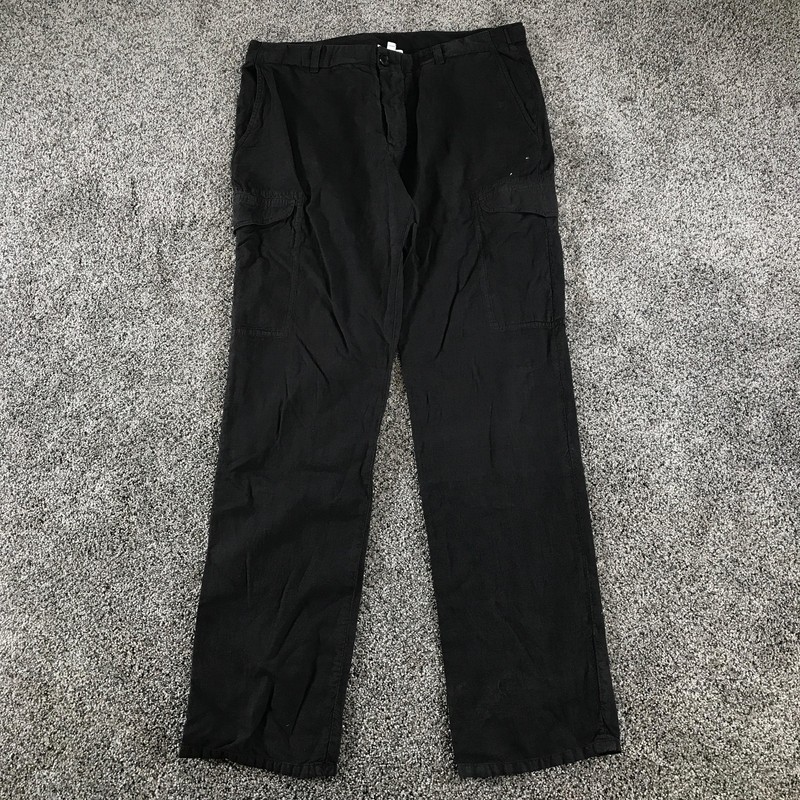 James Perse Cargo Pants Mens 38×32 Black Linen Cotton Stretch Straight Leg