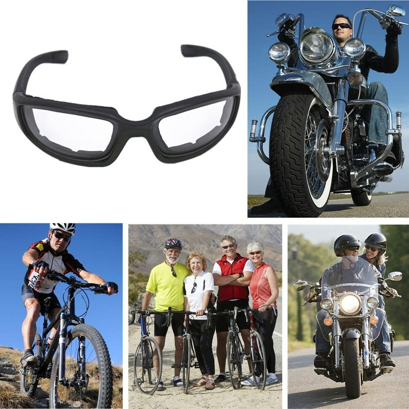 3 Pair UV400 Goggle Chopper Riding Motorcycle Glasses Clear Lens Glasses Padded gallery