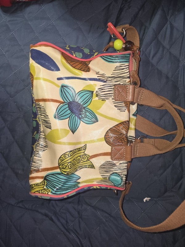 Fossil Key-Per Multicolor Floral Shoulder Bag Zip Closure Charm Lined Pockets gallery
