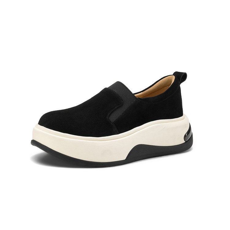 Womens Real Suede Leather Platform Thick Soled Spring 6cm Heel Shoes Comfortable