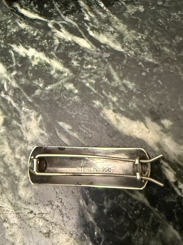 Vintage Sterling Silver 950 Rectangle Hairpin Clip Barrette Japanese Temple 2g gallery