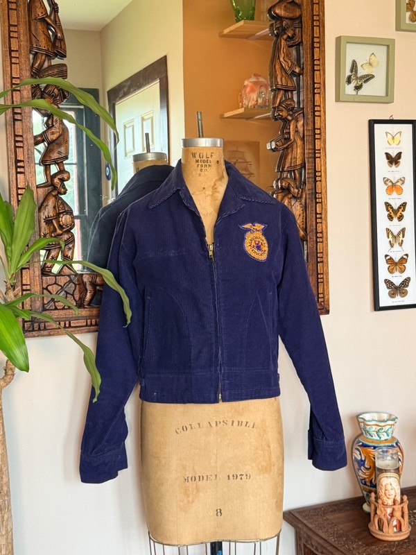 Vintage FFA Timber Creek Florida Blue Corduroy Jacket Size 34