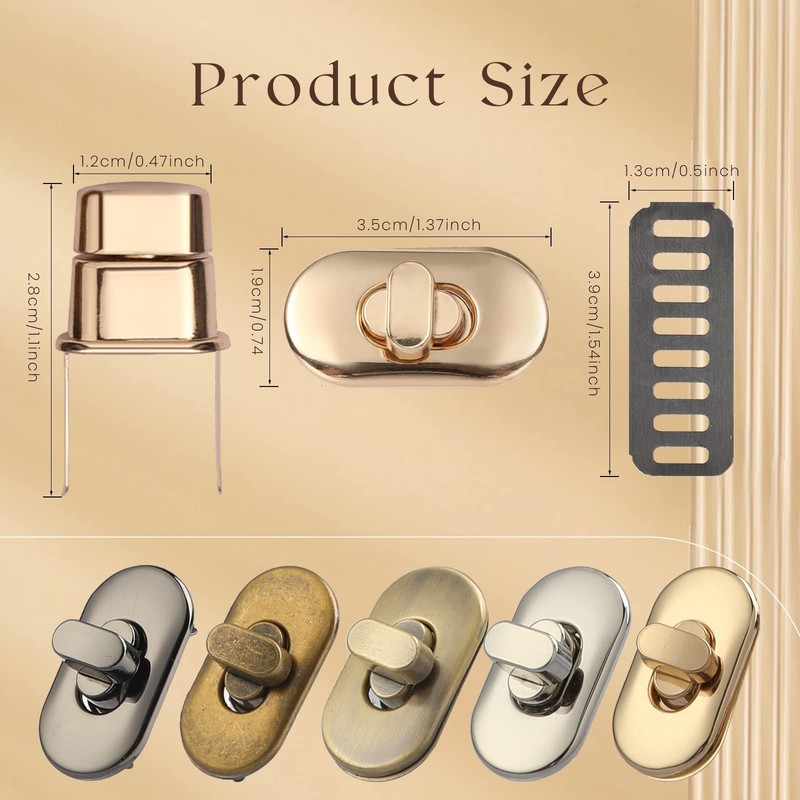 15 PCS Twist Lock Fastener Purse Turn Clasp Bag Closure Metal Clip Hardware gallery