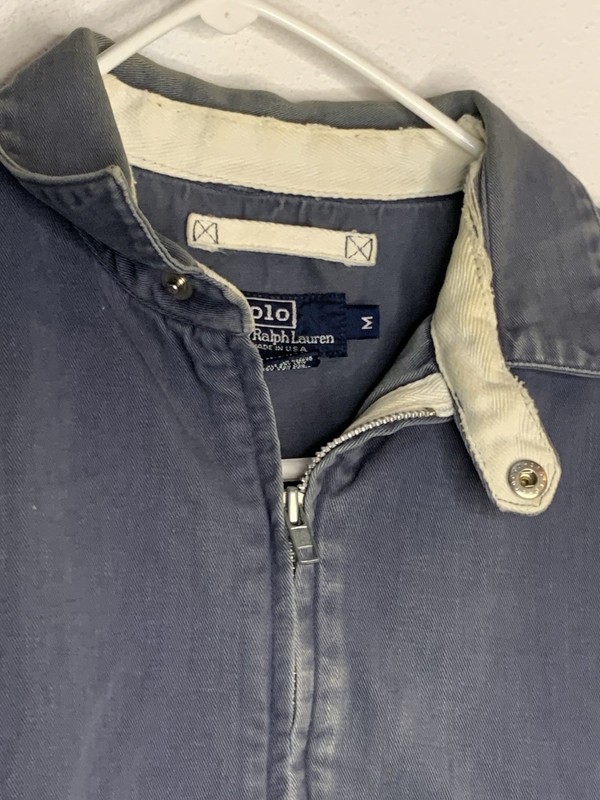 Distressed Polo Ralph Lauren Blue Full Zip Harrington Jacket Mens m Pockets Logo gallery