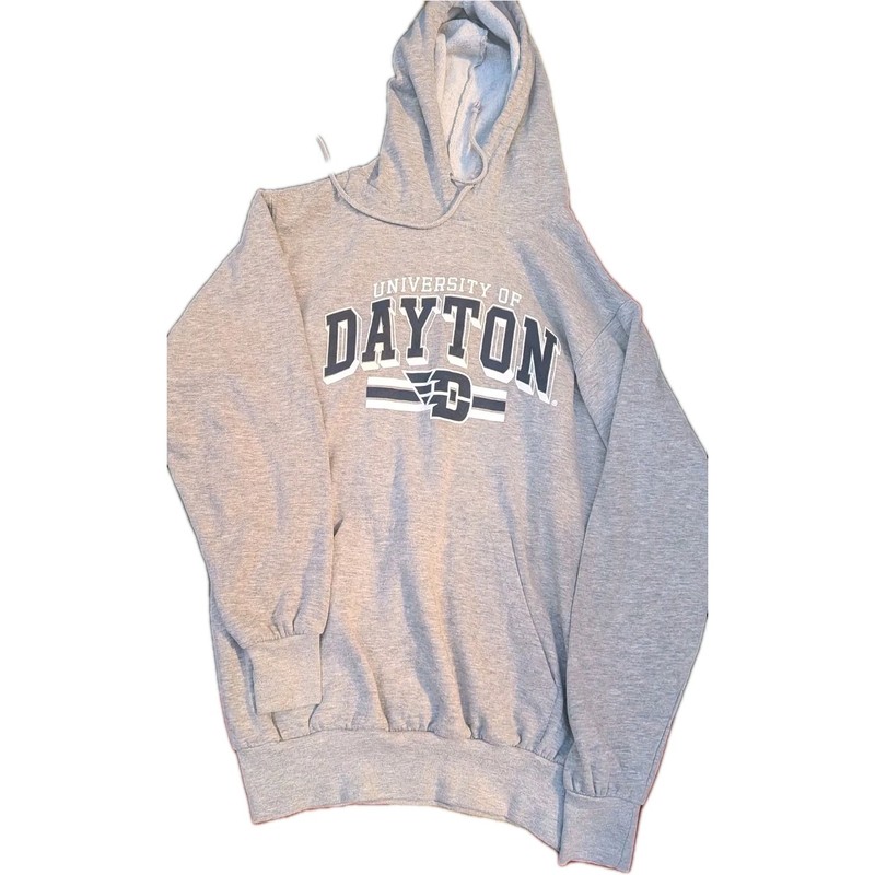 MV Sport University of Dayton Gray Fleece Hoodie Men’s Medium Graphic Print