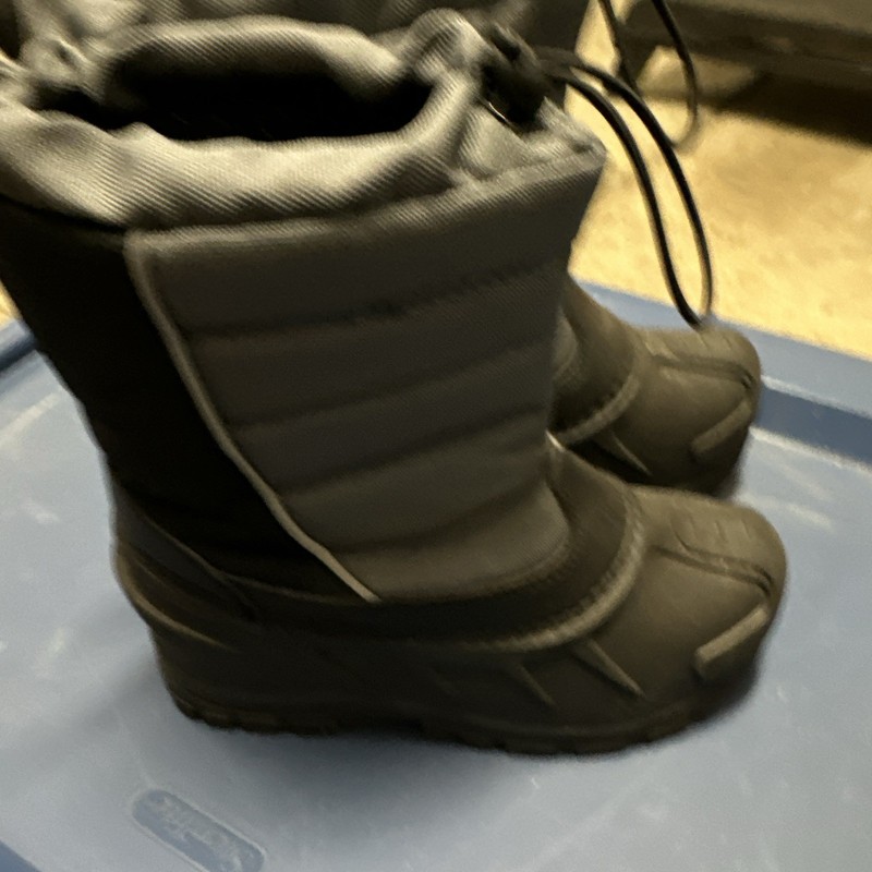 Unisex Kids Snow Boots Black Solid Pull-On Rubber Sole Man Made Upper US 3