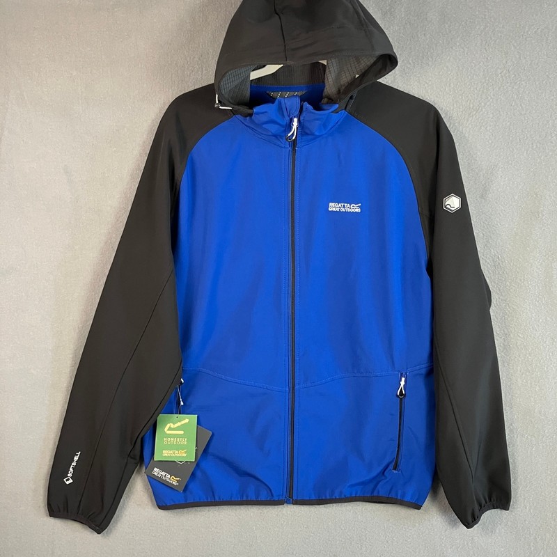 Regatta Great Outdoors Men’s Arec III Softshell Hooded Jacket Size L Blue NWT