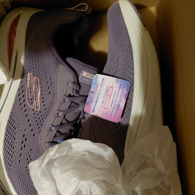 Skechers SKECH-AIR Men’s Purple Mesh Lace-Up Sneakers Memory Foam Low Top