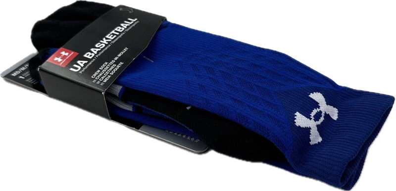 Under Armour Adult Blue Crew Nylon UA Basketball Performance Socks Sz M 4-8.5