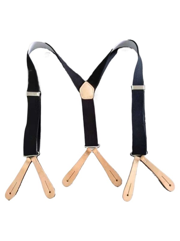New Military Cowhide Cross Y-shaped Six-button Men’s Trousers Suspenders 35mm