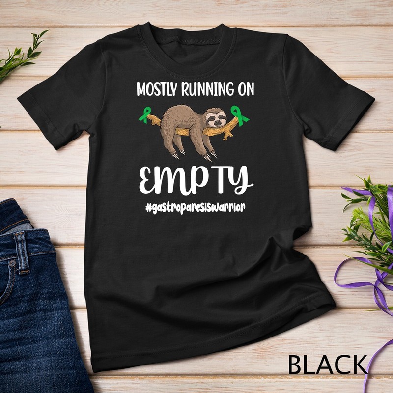 Gastroparesis Warrior Sloth Green Ribbon Stomach Paralysis Unisex T-shirt