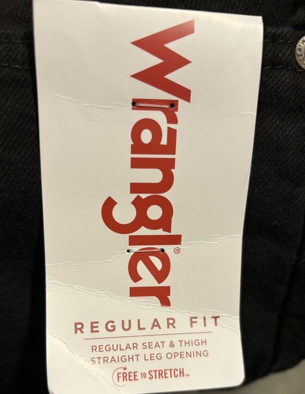NWT Wrangler Regular Fit Black Denim Jeans Pants Mens Sz 42X30 Stretch gallery