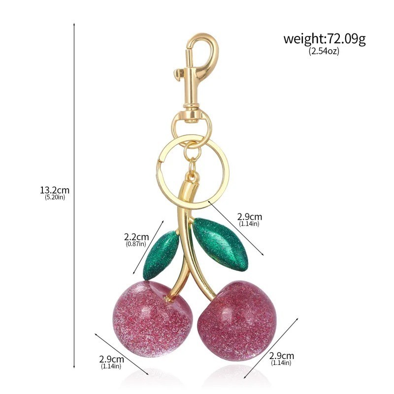 Coach Red Cherry Apple Bag Charm Keychain Resin Metal Brass Purse Decoration gallery