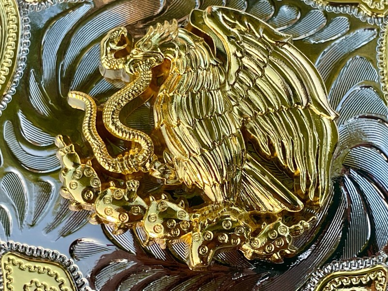 Large Mexican Emblem Western Belt Buckle, Hebilla Mexicana gallery