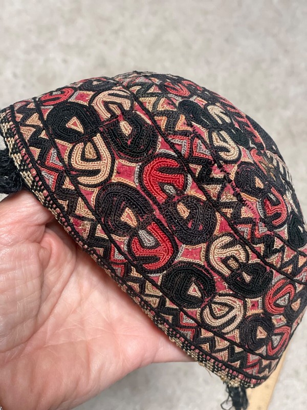 Vintage Traditional Hand embroidered Turkoman skull-cap, Ethnic, Tribal, Kippah