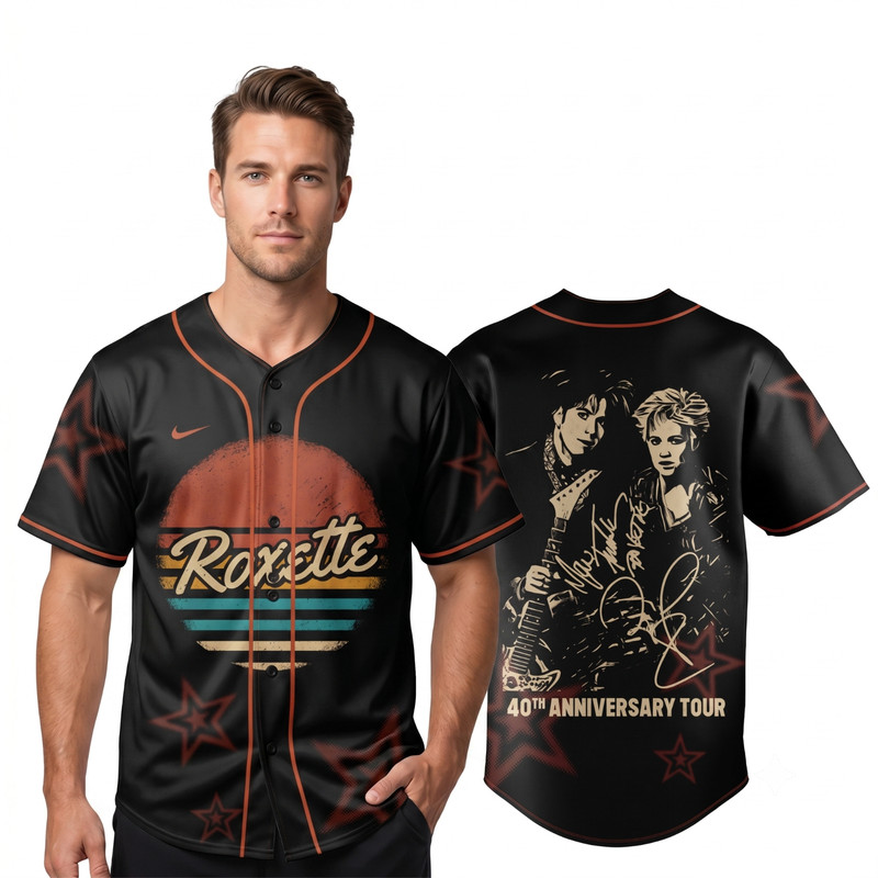 Roxette 40th Anniversary Retro Sunset Baseball Jersey Pop Music Fan Gift
