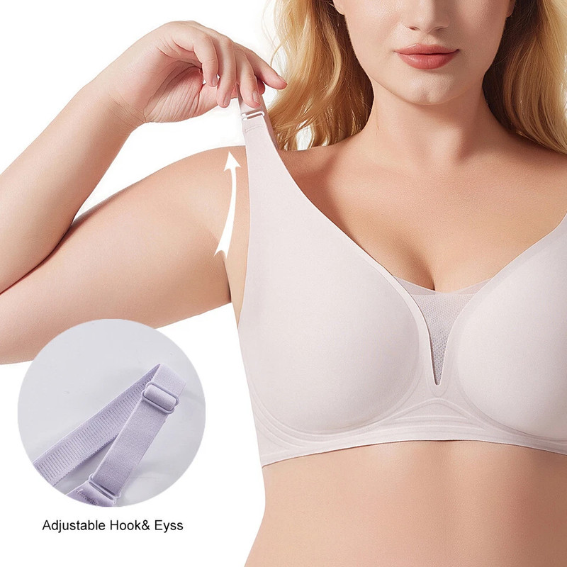 Women’s Wireless Mesh Bra Full Coverage Support Comfort V Neck T Shirt Bra gallery