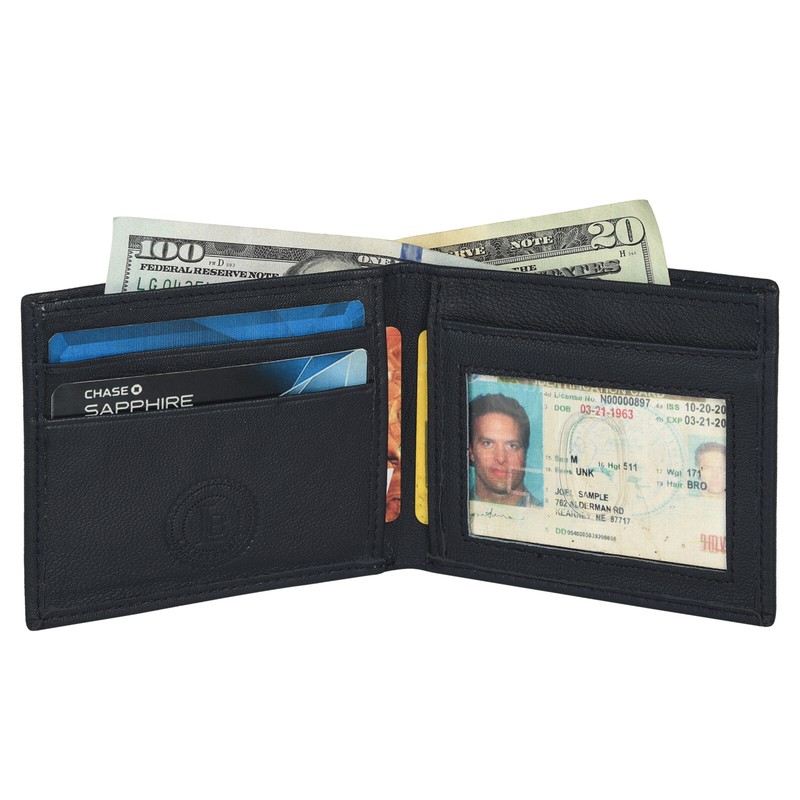 Genuine Leather Minimalist Bifold Wallets For Men RFID Blocking Slim Mens Wallet