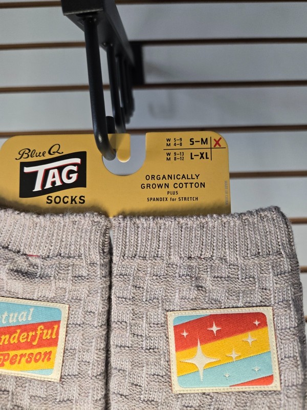 Blue Q Multi Tag Sock Actual Wonderful Person Size S-M Organically Grown Cotton gallery
